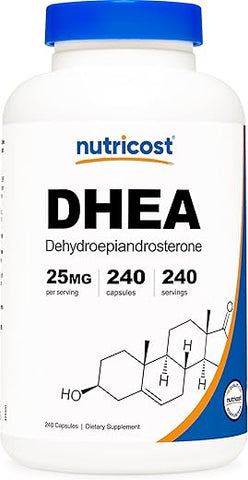 DHEA 25mg – 240 Cápsulas | Livre de Glúten, Soja e Transgênicos | Suplemento de Qualidade | - Nutricost