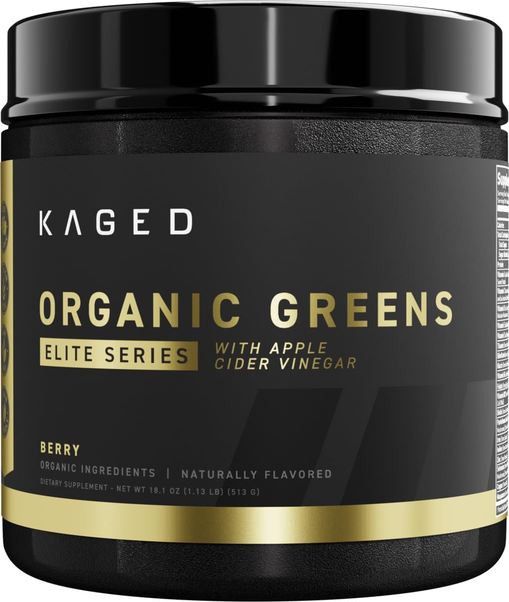 Organic Greens Elite | Pó de Superfood e Verdes com Vinagre de Maçã, Adaptógenos, Prebióticos, Vitaminas | 100g - Kaged