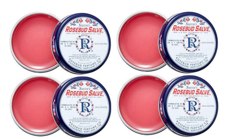 ROSEBUD PERFUME - Smith’s Rosebud Salve Lata 0,8 oz (Pacote com 4) – Hidratante Labial Natural