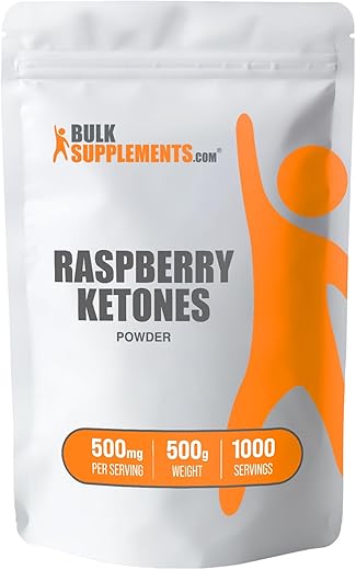 com Pó de Cetonas de Framboesa – Suplemento de Cetonas de Framboesa, Fonte Antioxidante – para Suporte Energético, Sem Glúten, 500mg por Porção, 500g (1,1 lbs) (Pacote de 1) - BulkSupplements