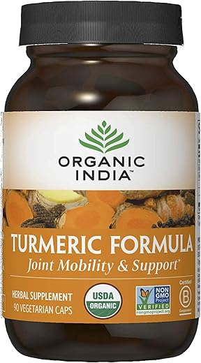 ORGANIC INDIA - Suplemento Herbal Organic India Cúrcuma Curcumina – Mobilidade Articular – 60 cápsulas – 500mg