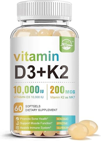 Nature's live - Nature’s Live Vitamina D3 K2 10000 UI – Fortaleça sua saúde com a combinação perfeita!