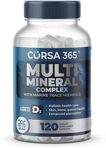 CORSA365 - Complexo de Magnésio com Minerais Traços para Suporte Imunológico – Suplemento Multimineral de Potássio, Magnésio, Cálcio, Vitamina D, Zinco, Cobre e Boro para Homens e Mulheres