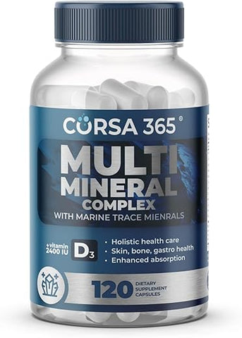 CORSA365 - Complexo de Magnésio com Minerais Traços para Suporte Imunológico – Suplemento Multimineral de Potássio, Magnésio, Cálcio, Vitamina D, Zinco, Cobre e Boro para Homens e Mulheres