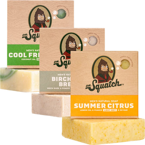 Sabonete Natural Dr. Squatch para Homens – Sabonete em Barra Hidratante Feito com Óleos Naturais – Processo a Frio sem Produtos Químicos Agressivos – Sabonete Esfoliante – Citrus de Verão, Brisa de Bétula
