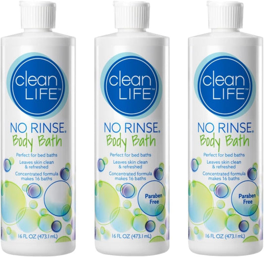 No-Rinse - Banho Corporal sem Enxágue, 473 ml – Deixa a Pele Limpa, Revigorada e Livre de Odores, Fórmula sem Enxágue (Pacote com 3) – Rende 16 Banhos Completos por Frasco