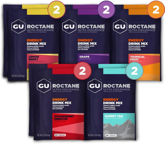 Energy Roctane Ultra Endurance Energy Drink Mix – Vegano, Sem Glúten, Kosher – Energia para qualquer treino, sabores variados, 10 doses individuais - GU