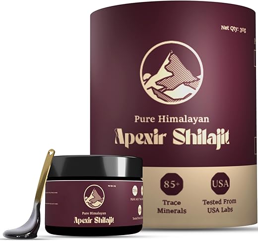 Apexir - Shilajit Puro Himalaia Orgânico 30g para Homens e Mulheres, 120 Porções – 75% Ácido Fúlvico