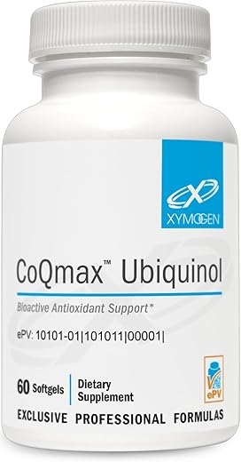 CoQmax 200mg Ubiquinol CoQ10 – Fórmula Patenteada e Estabilizada – Coenzima Q10 para Suporte Antioxidante e Saúde Cognitiva do Coração (60 Softgels) - XYMOGEN