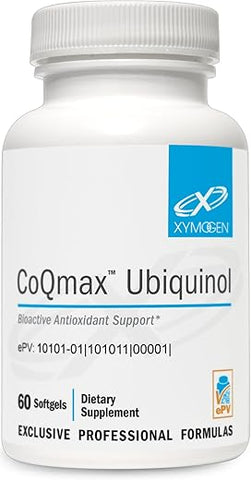CoQmax 200mg Ubiquinol CoQ10 – Fórmula Patenteada e Estabilizada – Coenzima Q10 para Suporte Antioxidante e Saúde Cognitiva do Coração (60 Softgels) - XYMOGEN