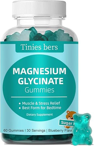 Tinies bers - Magnésio Glicinato Gomas 500mg, Sem Açúcar para Adultos : Primeiro