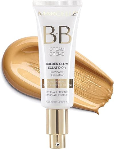 MARCELLE - Marcelle BB Cream Golden Glow – Hidratante com Cor, Iluminador, Bálsamo de Beleza, Não Comedogênico, Livre de Parabenos, Livre de Óleo, Hipoalergênico