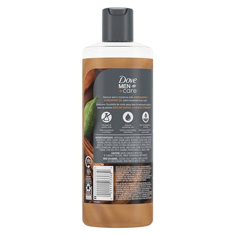 DOVE MEN + CARE - Dove Men Care Sabonete Líquido Corporal Sandalwood Cardamom Oil 4 Unidades para Reconstruir a Pele no Banho com Limpeza e Hidratação à Base de Plantas 532 ml