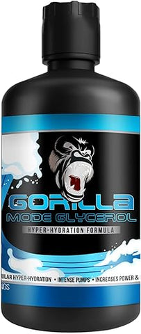 Gorilla Mind - Gorilla Mode – Fórmula Pré-Treino Líquida de Glicerol – Hidratação Intensa para Bombas Musculares · Hiper-Hidratação Intramuscular · Aumento de Potência
