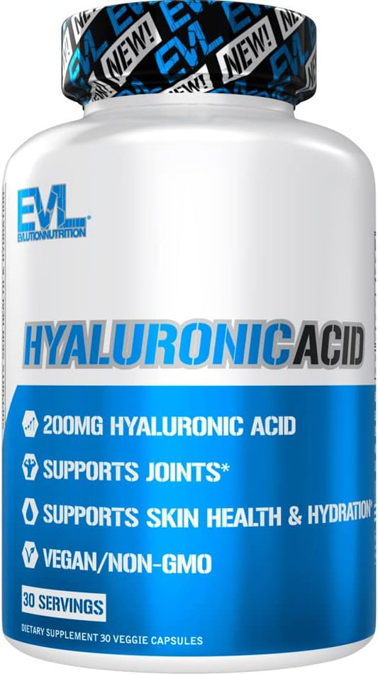 Vegan – Suplemento de Ácido Hialurônico 200mg – Cápsulas para Pele Seca – Alta Potência – Mulheres e Homens – Pele Coçando ou Danificada - Evlution