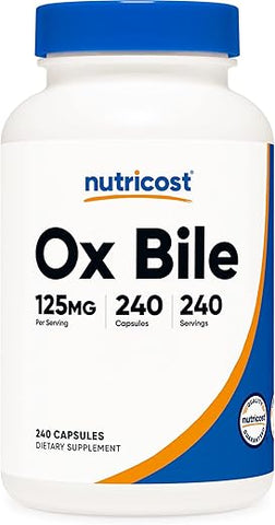 Cápsulas de Bile de Boi 125mg, 240 Cápsulas – Não-OGM - Nutricost