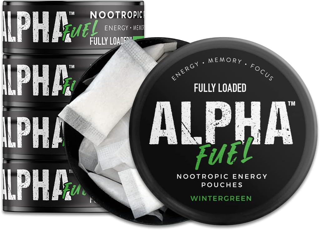 Fully Loaded Bullseye - Alpha Fuel Nootropic Pouches Wintergreen – Energia Cognitiva com Cafeína, Alpha GPC, Tirosina, Taurina, Guaraná e Mais | Fully Loaded