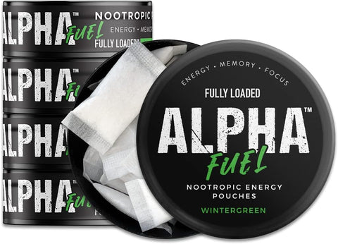 Fully Loaded Bullseye - Alpha Fuel Nootropic Pouches Wintergreen – Energia Cognitiva com Cafeína, Alpha GPC, Tirosina, Taurina, Guaraná e Mais | Fully Loaded