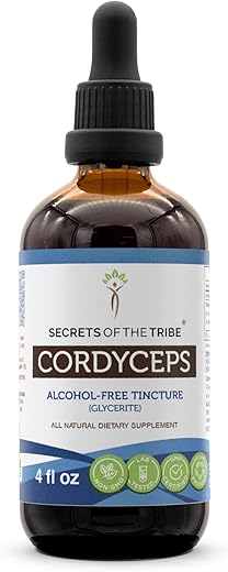 Secrets of the Tribe - Segredos da Tribo – Extrato Líquido de Cordyceps Sem Álcool, Tintura de Cogumelo Seco de Cordyceps (Cordyceps Sinensis) – 118 ml