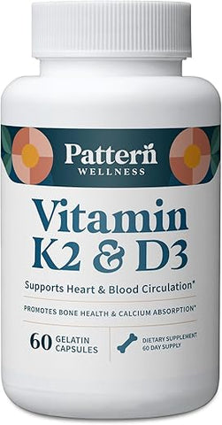 Vitamina K2 Pattern Wellness – Saúde Óssea e Cardiovascular | 60 cápsulas