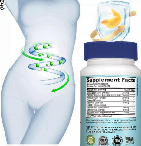 Generic - 15 Dias de Limpeza Intestinal – Suporte Intestinal e Colônico, Limpeza Intestinal de 15 Dias com Desintoxicação (1 Frasco com 30 Cápsulas)