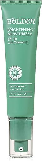 BOLDEN - Bolden Hidratante Facial Clareador SPF 30 com Vitamina C | Protetor Solar de Amplo Espectro UVA/UVB | Aplicação Transparente sem Resíduos Esbranquiçados | Ideal para Pele Rica em Melanina | 60 ml | Bolden