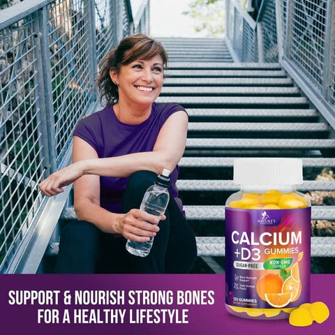 Nature's Nutrition - Gomas de Cálcio Sem Açúcar + 400 UI de Vitamina D3, Saúde Óssea – Marca: Bone Health