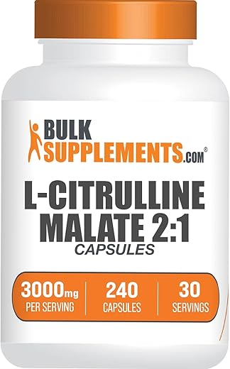 Suplemento de L-Citrulina Malato em Cápsulas BulkSupplements.com – L-Citrulina DL-Malato 2:1, Suplemento de Citrulina Malato – Livre de Glúten, 8 Cápsulas por Porção, 240 Cápsulas (Pacote de 1)
