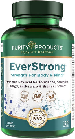 EverStrong – Matriz Muscular – Creatina Monohidratada – Boron (FruiteX-B PhytoBoron) – Extrato de CoffeeBerry – Reforçado com 1000 UI de Vitamina D – 120 Comprimidos - Purity Products