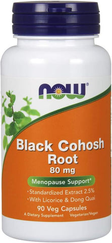 NOW Foods - NOW Black Cohosh 80 mg – 90 Comprimidos (Pacote com 2) | Saúde Feminina | Menopausa | Alívio dos Sintomas