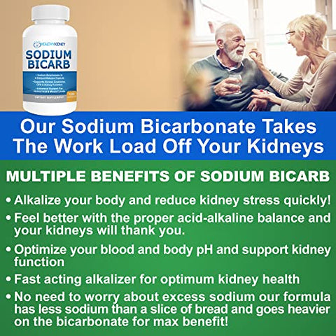 Kidney Restore - Cápsulas de Bicarbonato de Sódio 650mg de Liberação Retardada para Apoiar a Função Renal Normal