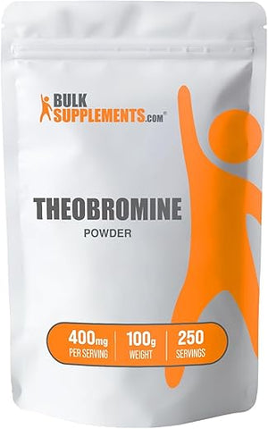 com Theobromine Powder – Suplemento de Teobromina, Suplemento Nootrópico – Suporte Energético, Sem Glúten, 400mg por Porção, 250 Porções, 100g (Pack de 1) - BulkSupplements