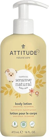 Loção Corporal ATTITUDE para Bebê, Verificada pelo EWG, Ingredientes à Base de Plantas e Minerais, Produtos de Cuidados Pessoais Veganos e Livres de Crueldade, Hipoalergênico, Pele Sensível, Sem Fragrância, 473 ml