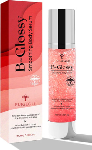 RUIGEQIJI - B Glossy Serum Corporal Suavizante para Rugas – Com Ácido Hialurônico, Vitamina E, Glicerina e Manteiga de Karité – Hidratante Nutritivo Reparador para Pele Macia e Sedosa 100ML/3.38…