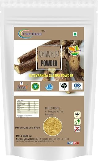neotea - Adhimadhuram Mulethi Irattimadhuram Yashtimadhu Root Powder 300g – Pó de Raiz de Alcaçuz – Suplemento Herbal – Sem OGM – Sem Conservantes Adicionados
