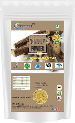 neotea - Adhimadhuram Mulethi Irattimadhuram Yashtimadhu Root Powder 300g – Pó de Raiz de Alcaçuz – Suplemento Herbal – Sem OGM – Sem Conservantes Adicionados