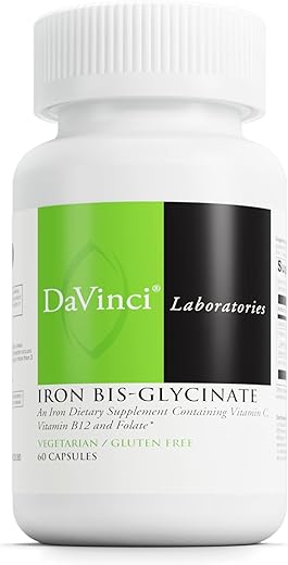 DAVINCI - DaVinci Labs Iron Bis-Glycinate – Suplemento de Ferro Suave para Mulheres – 60 cápsulas