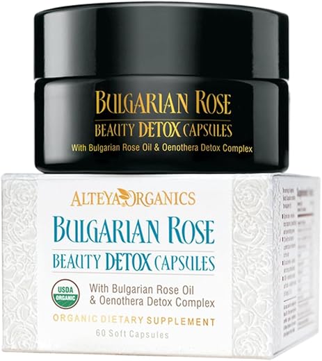 Cápsulas Detox de Beleza de Rosa com Óleo de Rosa Búlgara e Complexo Detox de Oenothera – Certificado Orgânico pelo USDA – 30 Porções - Alteya Organics