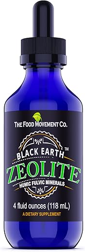THE FOOD MOVEMENT CO. - Zeolita Negra com Ácidos Húmicos e Fúlvicos e Minerais Traços para Desintoxicação, Saúde Intestinal e Suporte Imunológico – Tamanho Econômico 120 ml Gotas Líquidas