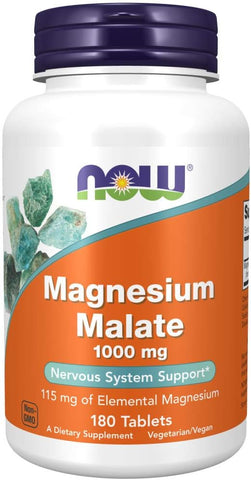 NOW Foods - Magnésio Malato (1000mg) 180 comprimidos | Marca: Primeiro | Benefícios para a saúde e energia