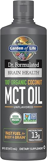 Óleo de Coco MCT Orgânico 100%% Garden of Life Dr. Formulated – 16 fl oz (473 ml), 13g MCTs, Keto