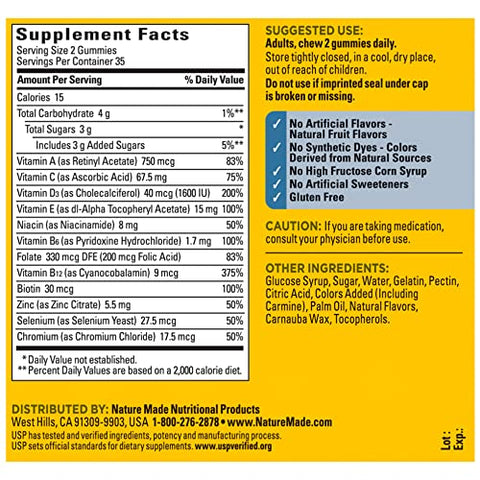 Multi para Ele, Multivitamínico para Homens para Suporte ao Metabolismo Energético, Vitaminas Multivitamínicas para Homens, 70 Vitaminas e Minerais em Gomas, Suprimento de 35 Dias - Nature Made