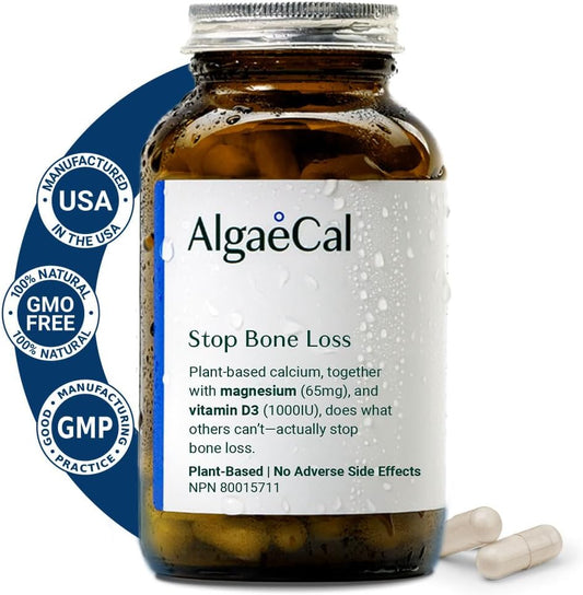 Suplemento de Cálcio à Base de Algas com Vitamina D3 (1000 UI) para Fortalecimento Ósseo, Contém 13 Minerais que Apoiam a Saúde Óssea, Cálcio Orgânico (750 mg) para Mulheres - ALGAECAL