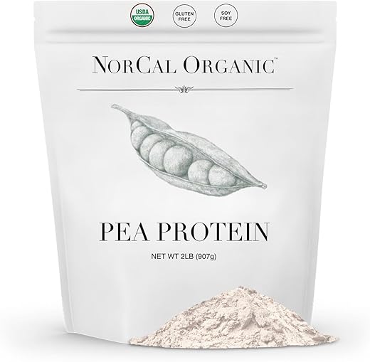 Proteína Isolada de Ervilha Premium – 100% Vegana e Orgânica – Sem Sabor – 2 Libras (1 Pacote) – 35 Porções - NorCal Organic