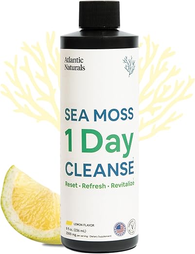 Atlantic Naturals - Desintoxicação Completa do Corpo com Sea Moss 1 Day Cleanse | Apoio Intestinal, Renal, Hepático, Imunológico e Energético | 240 ml
