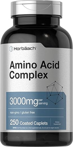 Complexo de Aminoácidos 3000mg | 250 Cápsulas | Sem OGM, Livre de Glúten | Horbäach - Horbäach