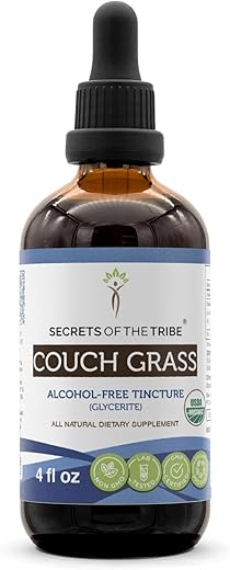 Secrets of the Tribe - Segredos da Tribo: Extrato de Raiz Seca de Grama-Couch Orgânica Certificada pelo USDA | Gotas Herbais de Alta Potência | Feito a partir de Grama-Couch Orgânica Certificada (Elymus repens) (4 oz)