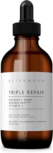 ASTERWOOD - Asterwood Triple Repair Matrixyl 3000 Argireline Ácido Hialurônico Vitamina C Orgânico Soro Facial Anti-Envelhecimento, Anti-Rugas, Cuidados com a Pele Facial
