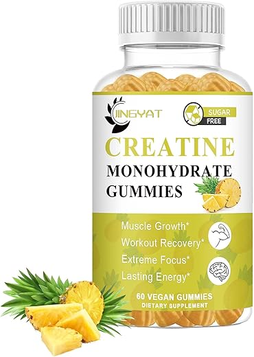 JINGYAT - Gummy de Creatina 5g, Suplemento de Creatina Monohidratada Sem Açúcar em Gomas para Homens
