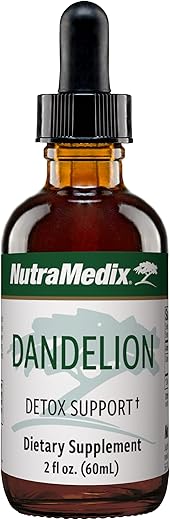 Dandelion Detox Support – Tintura para Saúde do Fígado e Intestino, Suporte Antioxidante – Suplemento de Suporte ao Fígado com Folha de Dente-de-leão para Uso Diário (60ml) - NutraMedix